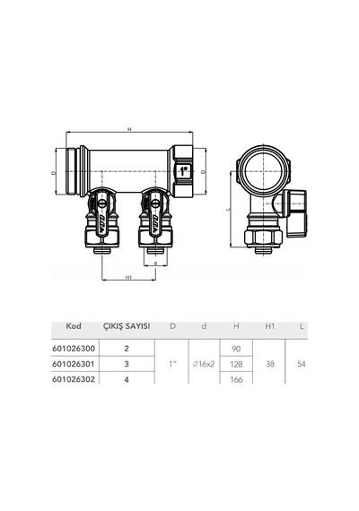 E.c.a. 4 Çıkışlı Modüler Mini Vanalı Kollektör - 601026302 4 Çıkış