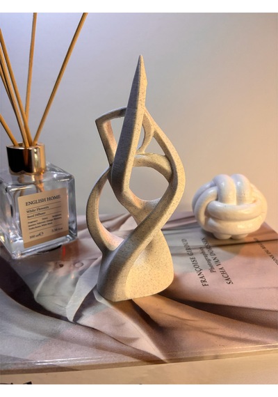 Organik Spiral Form Dekoratif Obje Mat Mermer Beyaz Modern Masa Üstü Heykel