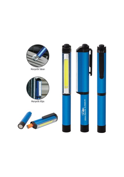 Firmalara Özel Logolu 5110 Mavi Metal Penlight & El Feneri-5 Adet