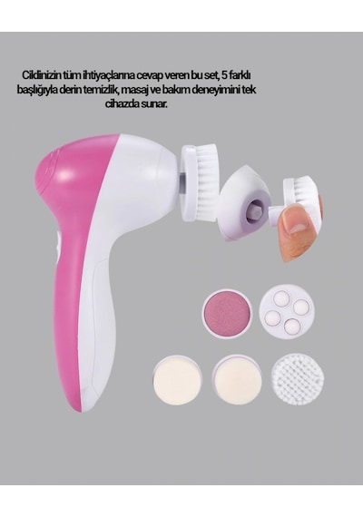 5 İ 1 Arada Yüz Temizleme Cihazı Masaj, Fırça, Peeling Ve Krem Uygulama Atlı