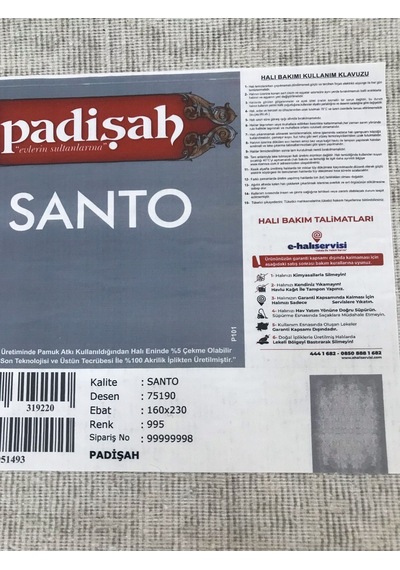 Padişah Halı Santo 75190 995 Serisi Akrilik Salon Oturma Yatak Odası Halısı Gri