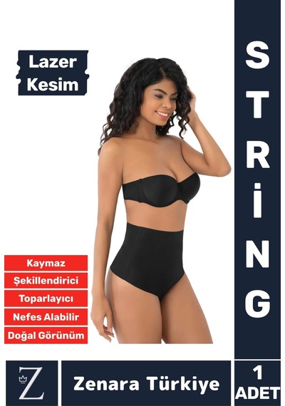 Gündelik İz İç Göstermez Kaymaz Vücut Sıkılaştıran İncelten Toparlayan Lazer Kesim String Korse Siyah