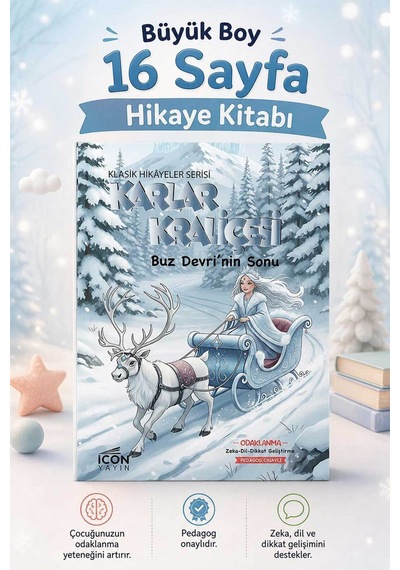 Karlar Kraliçesi - 16 Sayfa Eğitici Çocuk Hikaye Kitabı - Hediyeli
