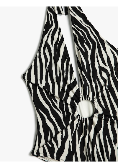 Koton Halter Yaka Mayo Zebra Desenli Derin V Yaka Pencere Detaylı Siyah Çizgili 4sak20110mm Siyah Koton Halter Yaka Mayo Zebra Desenli Derin V Yaka Pencere Detaylı Siyah Çizgili 4sak20110mm Siyah