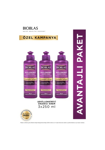 7 24 Şekillendirici Saç Bakım Kremi Belirgin Bukleler Dalgalı Ve Kıvırcık Saçlar 3 X 250ml