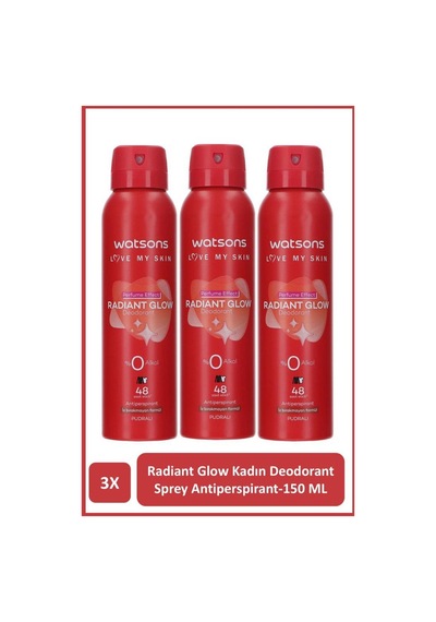 Watsons Radiant Glow Kadın Sprey Deodorant 3 x 150 ML