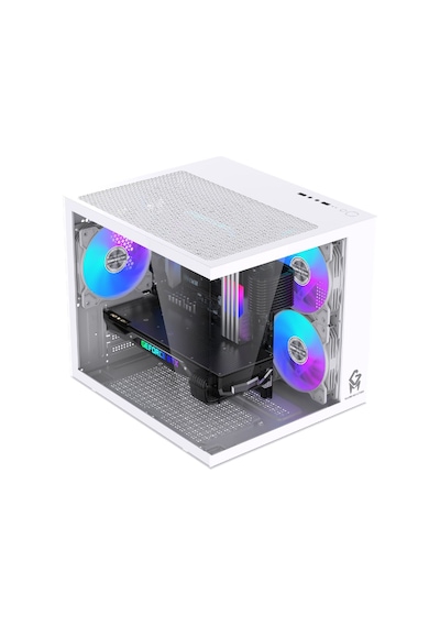 Gm-x1 Tuştan Değişmeli 3x Rgb Fanlı Gaming Mini Akvaryum M-atx Beyaz Kasa