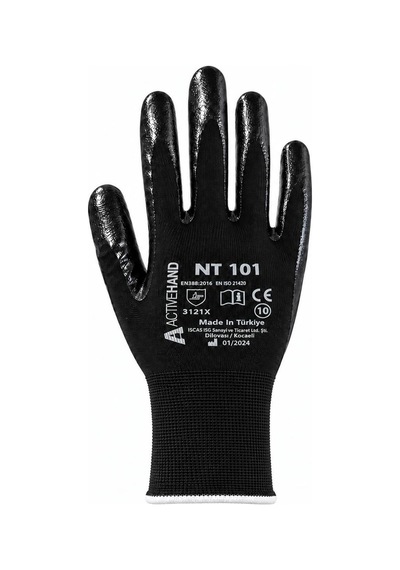 Nitril Kaplama Siyah İş Güvenlik Eldiveni 10 Xl Beden Double Nitril Polyester İnşaat Sanayi Eldiveni Diğer