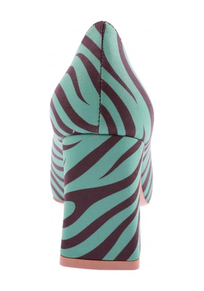 Dgn K5005 Kadin Sivri Burun Topuklu Ayakkabi Yeşil Zebra
