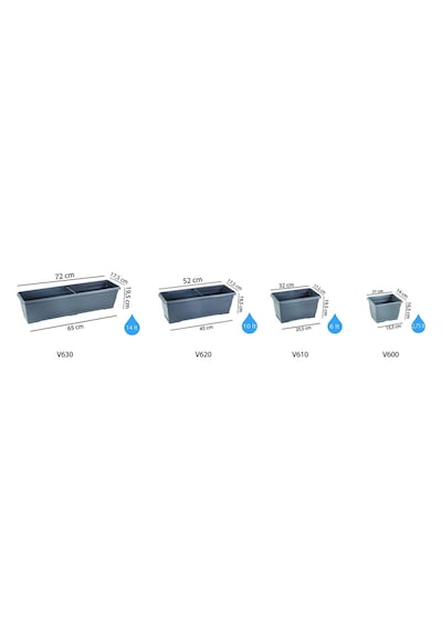 V630 Villa Balkon Saksı Tabaklı 72cm, 14 Litre Yeşil