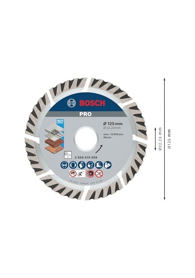 Professional Accessories Elmas Kesme Ve Delme Aksesuarları, Disk, Gri, 1 Adet, 12,5 Cm