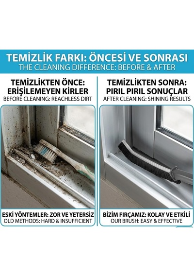 4 Adet Dar Alan Temizleme Fırçası Seti - Kavisli Derz Ve Boşluk Fırçası - Mutfak, Banyo Ve Pencere Rayları İçin Sert Kıllı Fırça