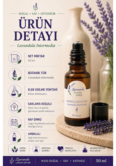 Lavande Lavanta Çiftliği Lavanta Yağı L.intermedia Rollon 50 ML
