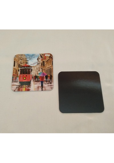 Giftsturkiye Bardak Altlığı Magnet Hediyelik İstanbul 9,5x9,5 Cm Çok Renkli