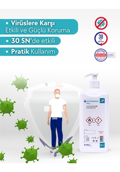 Acto Actodermanol Plus 1 Litre El Ve Cilt Antiseptiği %89 V/v Eta