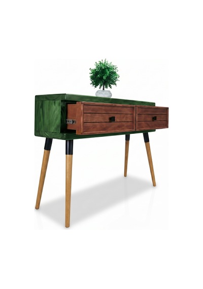 Mobenta Stria Entry: Modern Masif Dresuar 2 Çekmeceli Antre Konsolu - 120x31 Ye-bk Yeşik-bakır