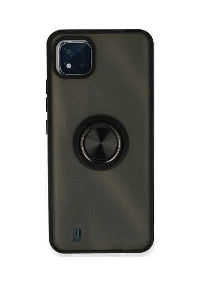 Uryport Realme C11 2021 Kılıf Montreal Yüzüklü Silikon Kapak - Siyah