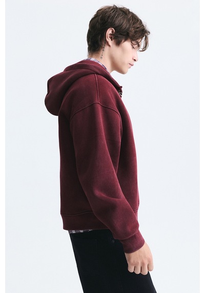 Vamos Boxy Fit Metal Klips Kapama Sweatshirt Bordo