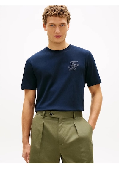 Tommy Hilfiger Mw0mw42391 Script Light Interlock Tee Erkek Tişört Lacivert