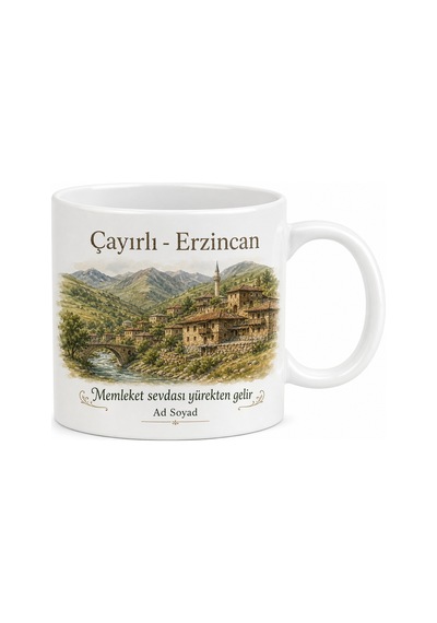 Çayırlı Tarihi Dokusu Ve Doğası Erzincan Hatırası Kupa Bardak Hediye Beyaz / Çok Renkli