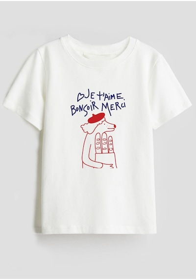 Monila Unisex Çocuk Baskılı Pamuklu Kumaş Tshirt Ekru