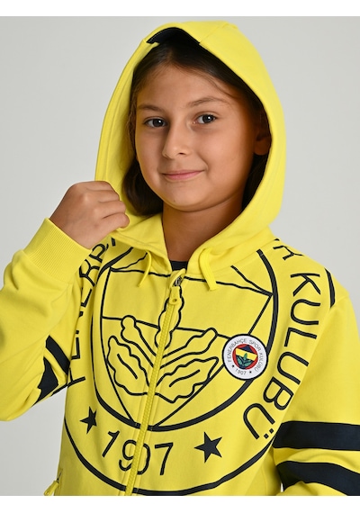 Fenerium Çocuk Trıbun Tek Renk Logolu Sweat Sarı
