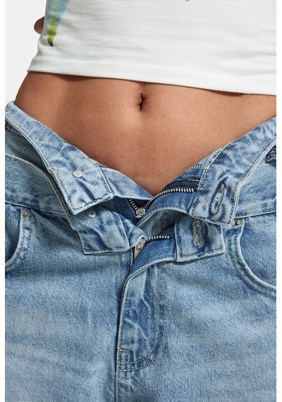 it's basic Kadın Kot Rengi 4s6-32 Baggy Fit Yüksek Bel Tasarım Denim Bermuda Şort Çok Renkli