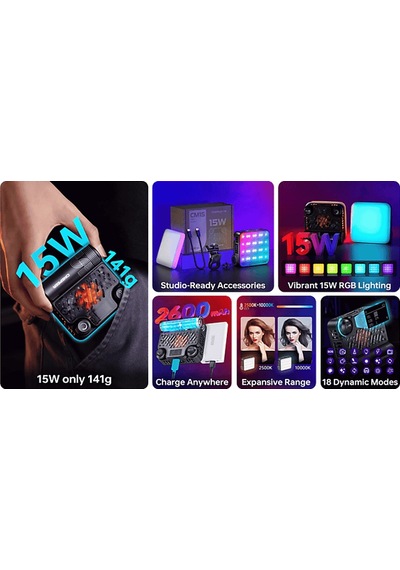 Zhiyun Cinepeer CM15 15 W RGB Led Renkli Işık