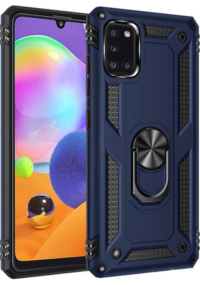 Samsung Galaxy Uyumlu A31 Kılıf Tank Zırh Yüzüklü Mıknatıslı Standlı Kapak Vega
