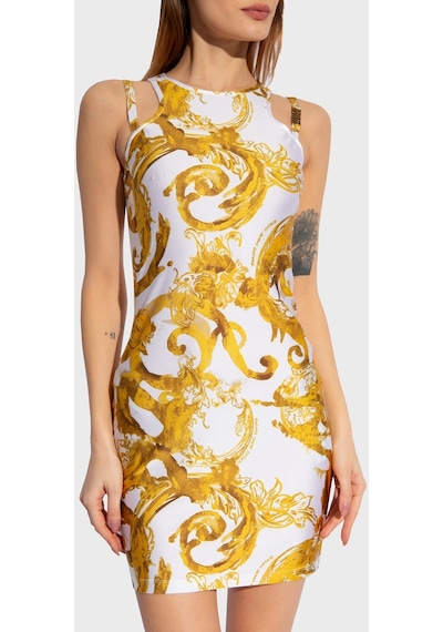 Versace Jeans Couture Bayan Elbise 76hao944 Js292 G03 Beyaz-gold Altın - Beyaz