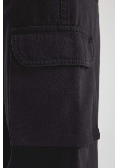 DeFacto Coool Straight Fit Gabardin Pantolon -  Kargo Cepli B7611AX24SPBK27