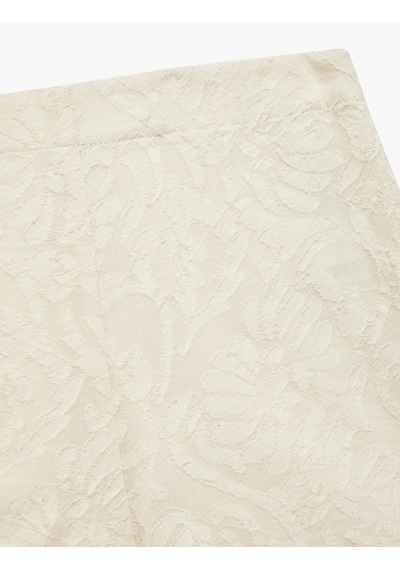 Koton Pamuklu Floral Dokulu Brodeli Mini Şort Ekru 5sak40146pw
