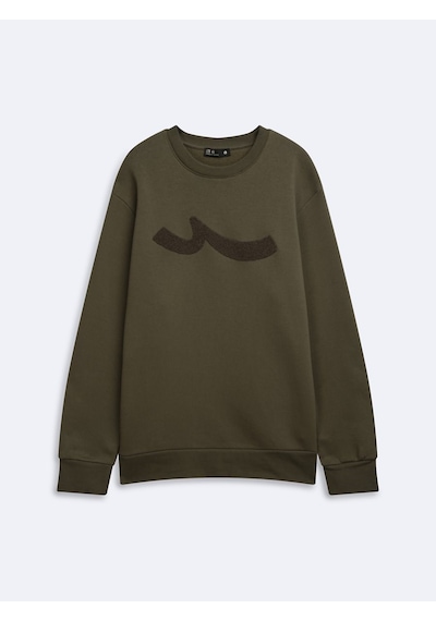 Little Big Ltb Homece Regular Fit Sign Baskılı Bisiklet Yaka Siyah Sweatshırt Haki