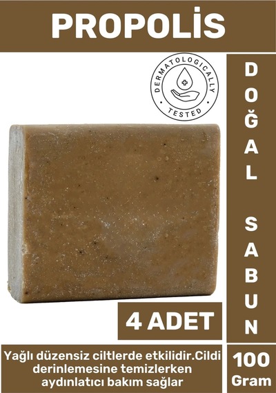 Özel Üretim Doğal Cilt Temizleyici Parlatıcı Nem Dengeleyici Propolis Sabunu 4 Adet