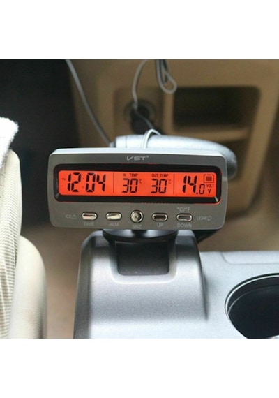 Araba Araç Oto Çok Fonksiyonlu Termometre Saat Voltmetre Vst7045