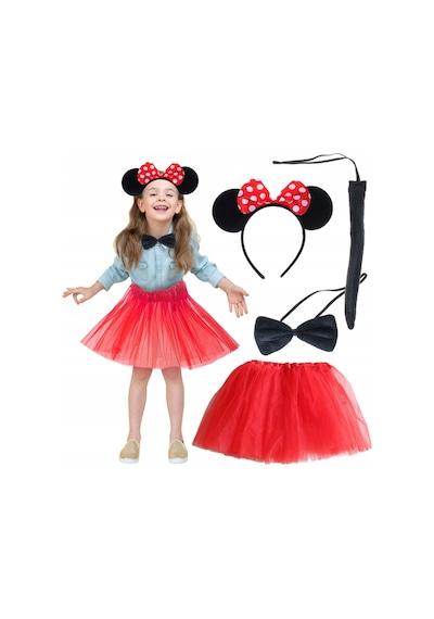 Minnie Mouse Kostüm Seti Etek Taç Kuyruk Papyon Gösteri Seti Diğer