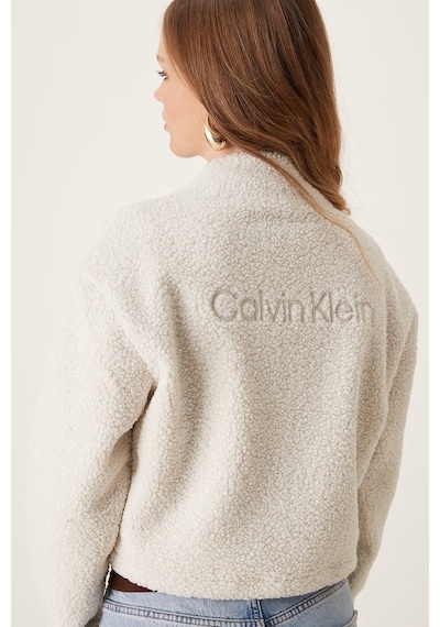 Calvin Klein Sport Sherpa Half Zip Sweatshirt Kadın Yarım Fermuar Rahat Kesim Crop Polar Sweatshirt Bej Bej Calvin Klein Sport Sherpa Half Zip Sweatshirt Kadın Yarım Fermuar Rahat Kesim Crop Polar Sweatshirt Bej Bej