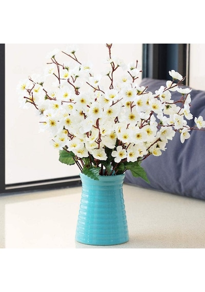 Yapay Çiçek Bahardalı Japon Kiraz Çiçeği 9 Dallı 40cm Beyaz Diğer