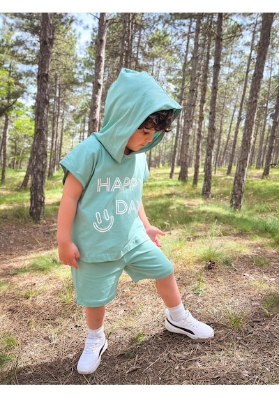 MiaBaby Kapüşonlu Yazlık Baskılı Takım 2404kpsnyzlyk mint