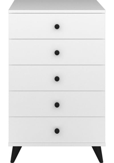 Simple Şifonyer 5 Çekmeceli 60x44x96 Beyaz Beyaz Simple Şifonyer 5 Çekmeceli 60x44x96 Beyaz Beyaz