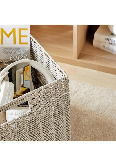 Yıkanabilir Gri Pp Rattan Sepet 33 X 33 X 33 Cm