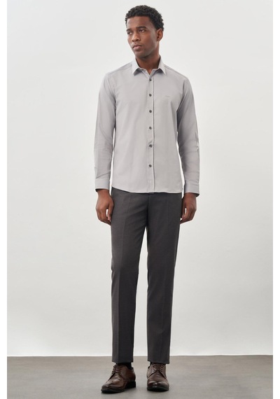 İmza Gri Uzun Kollu Sert Yaka Cepsiz Pamuklu Likralı Klasik Slim Fit Dar Kesim Gömlek 1004245234 Gri İmza Gri Uzun Kollu Sert Yaka Cepsiz Pamuklu Likralı Klasik Slim Fit Dar Kesim Gömlek 1004245234 Gri