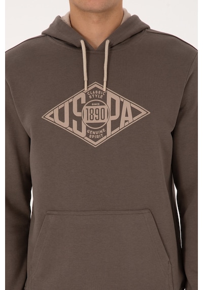U.S. Polo Assn. Erkek Regular Fit Kapüşonlu Vizon Sweatshirt 2232255