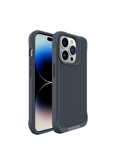 Bix iPhone Uyumlu 14 Pro Max Vortex Magsafe Kılıf Stand Özellikli 3x Korumalı Mikro Fiber İç Yüzey Gri Mavi