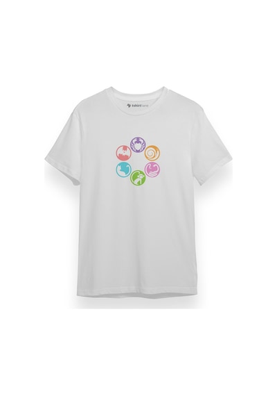 Monogatari Anime Icons Beyaz Kısa Kol Erkek Tshirt 001