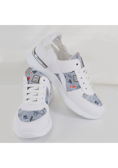 Gri Nurse Life Desenli Ortopedik Spor Sandalet Beyaz