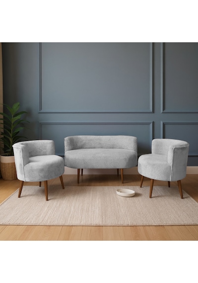 Azra Mobilya Sydney Modern Koltuk Takımı Modern İskandinav Tarzı Welsoft Yumuşak Kumaş Açık Gri Açık Gri