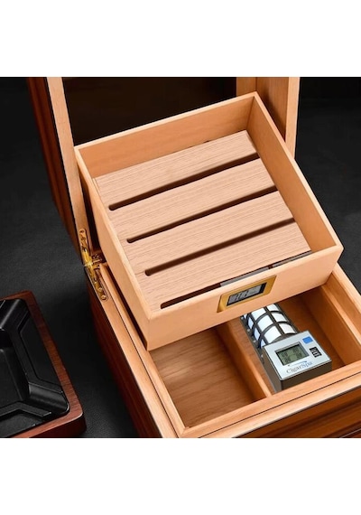 Cigarloong Camlı Katlı Humidor Puro Kutusu Tiger Desen 100s Cigarspa Elektronik Nemlendirme