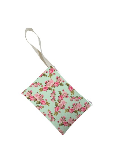 Unisex Retro Çiçek Desenli Portföy Clutch Çanta Çok Renkli