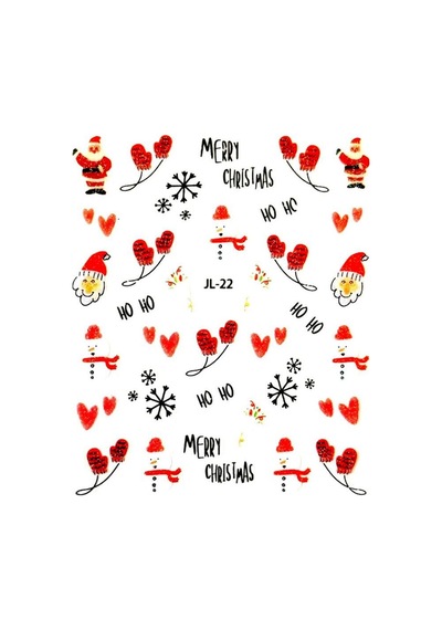 No.22 - Noel Baba 3d Tasarım Yapışkan Tırnak Sticker Tırnak Dövmesi Nail Art